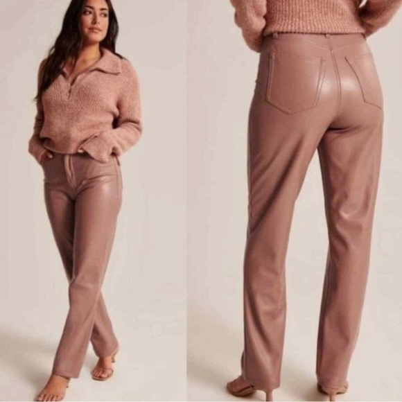 Abercrombie & Fitch Vegan Leather 90s Straight Pant - Picture 3 of 12